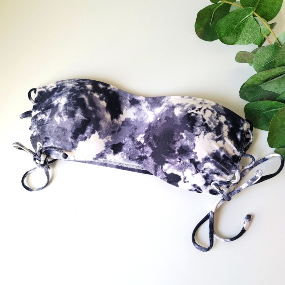 Aerie tie dye open sides lace up strapless bikini top